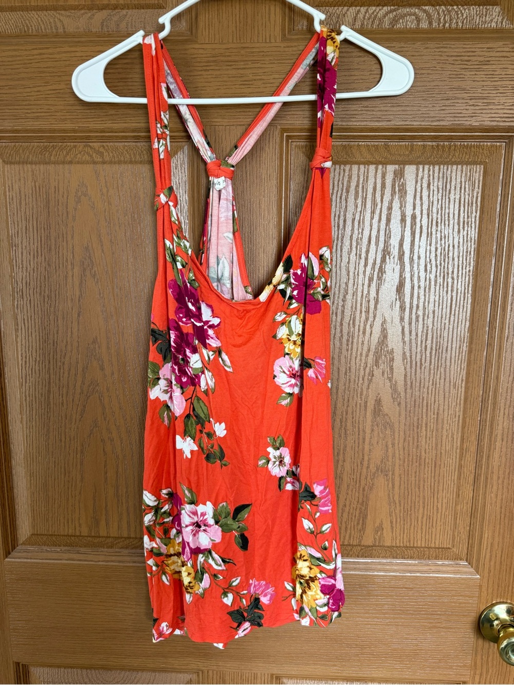 Maurices Orange Floral Racerback Tank